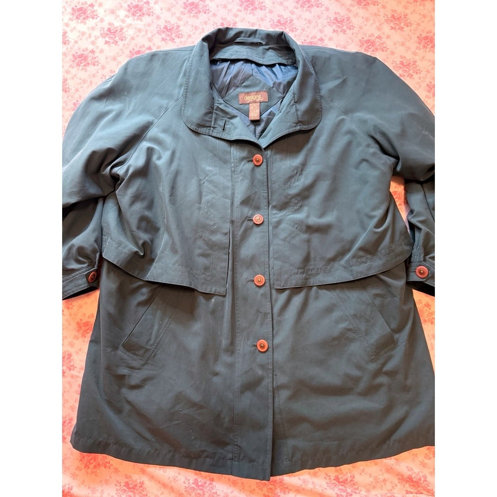 Vintage Designs Lane Bryant Women's Trench Coat Jacket Teal Size 18/20